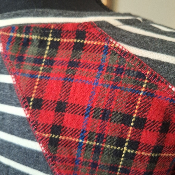 ANDTHEWHY Christmas plaid striped Ballon long sleeve top M - Picture 4 of 15